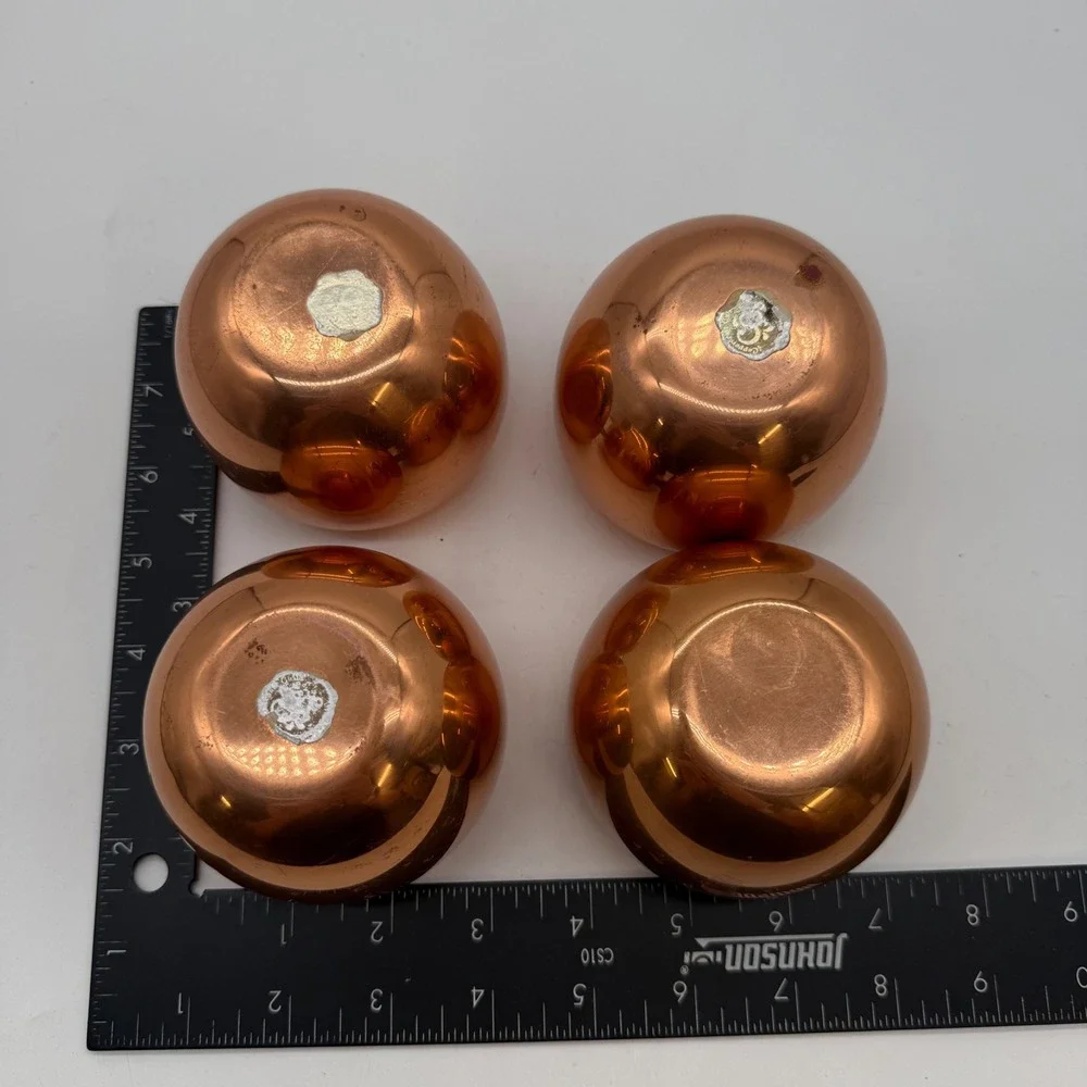 Vintage Coppercraft Guild Copper Cups Set of 4 Round roly poly Barware Tumblers
